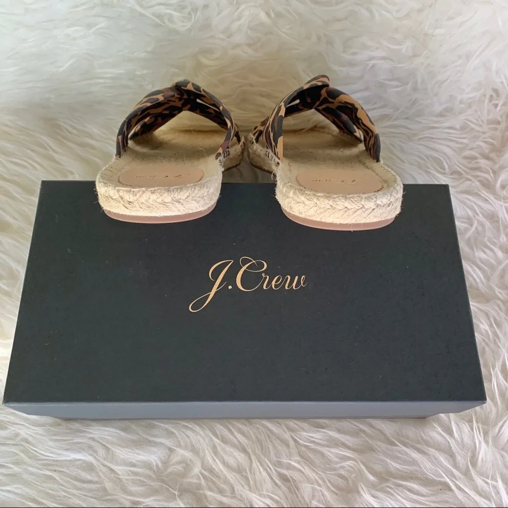 J.crew leopard canvas twisted knot espadrilles